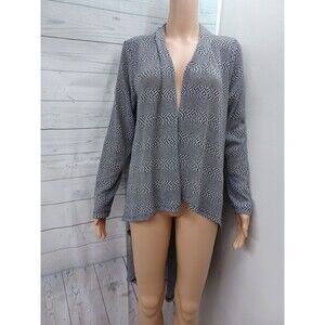 Cato Womens Crochet Cardigan Black White Black Open Front Long Sleeve L